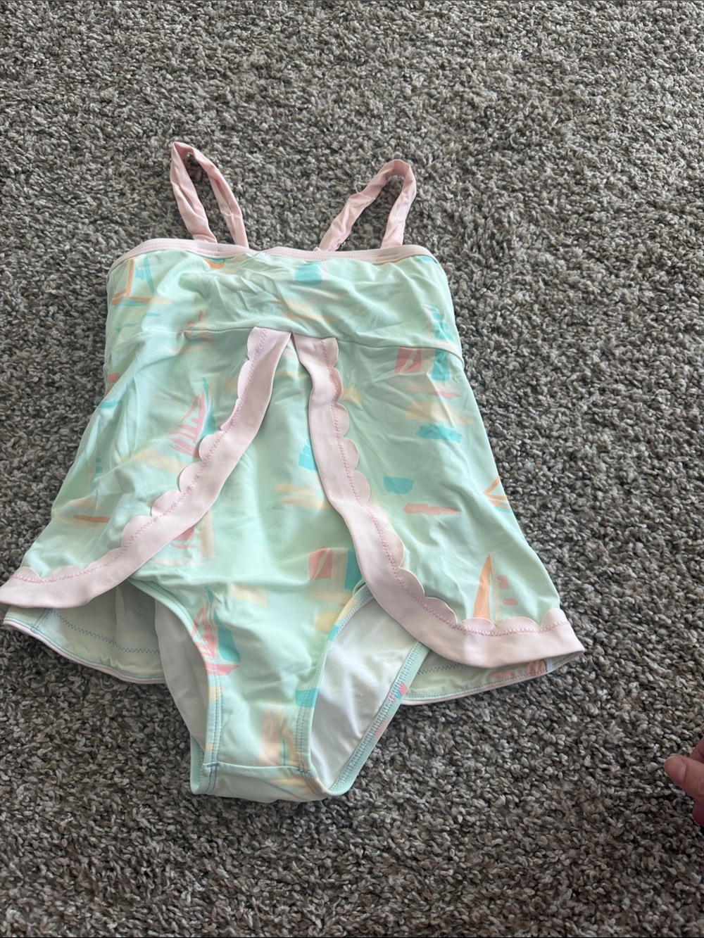 The Beaufort Bonnet Company Mint and Pale Pink Sailboat One-Piece Swim